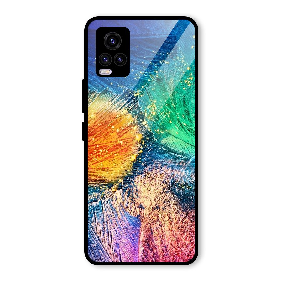 Colorful Leafs Vibrant Glass Back Case for Vivo V20 2021