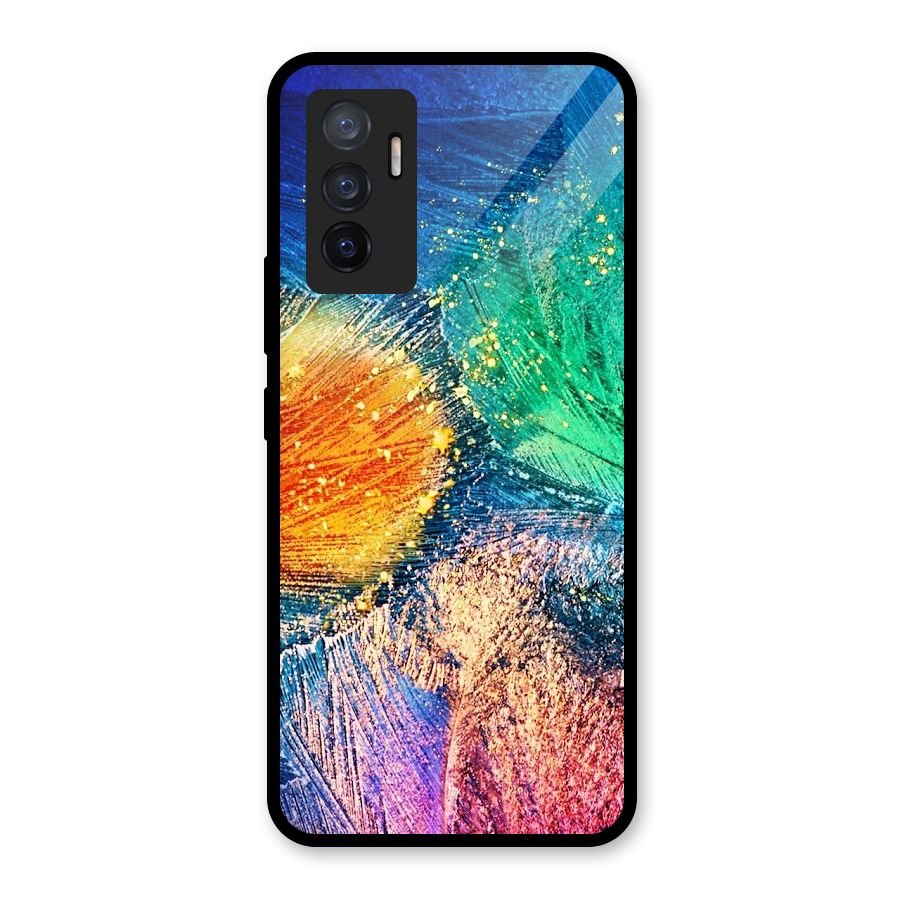 Colorful Leafs Vibrant Glass Back Case for Vivo V23e