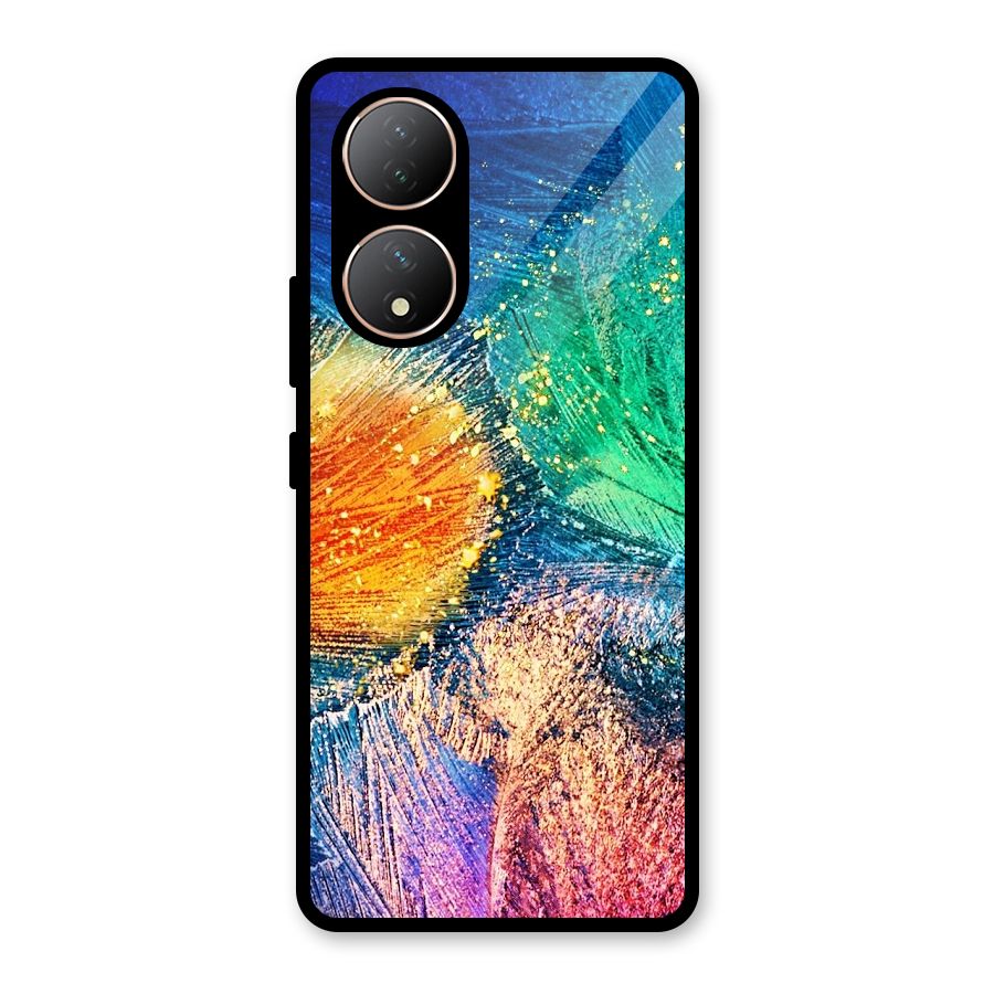Colorful Leafs Vibrant Glass Back Case for Vivo Y100A