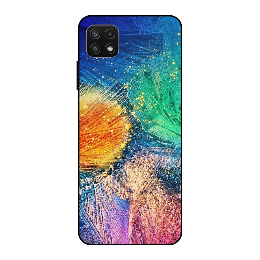 Colorful Leafs Vibrant Metal Back Case for Galaxy A22 5G