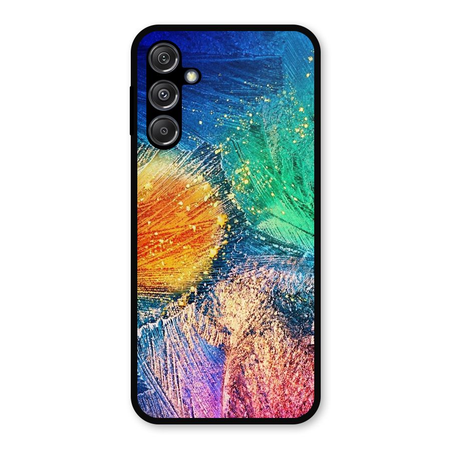 Colorful Leafs Vibrant Metal Back Case for Galaxy M34 5G