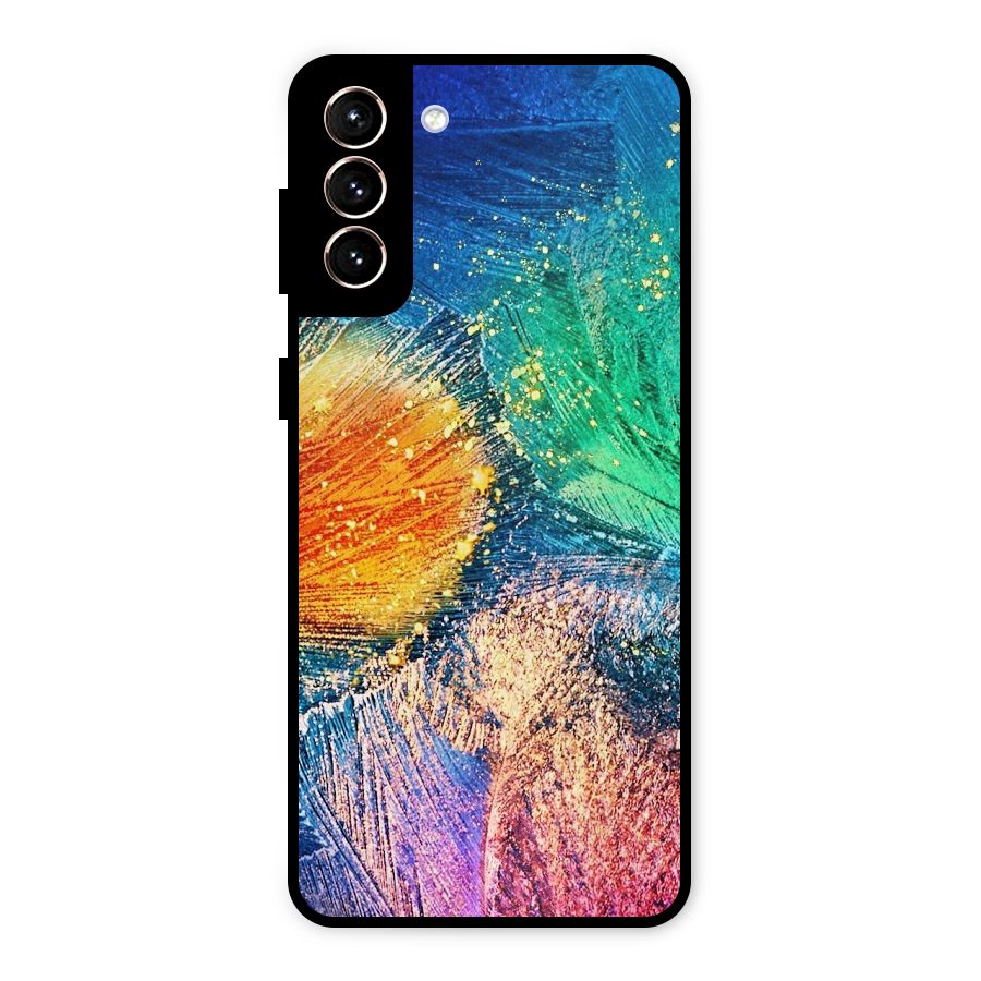 Colorful Leafs Vibrant Metal Back Case for Galaxy S21 Plus