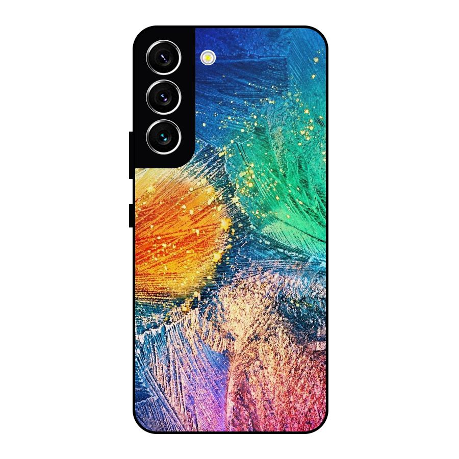 Colorful Leafs Vibrant Metal Back Case for Galaxy S22 5G
