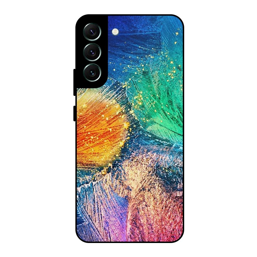 Colorful Leafs Vibrant Metal Back Case for Galaxy S22 Plus 5G