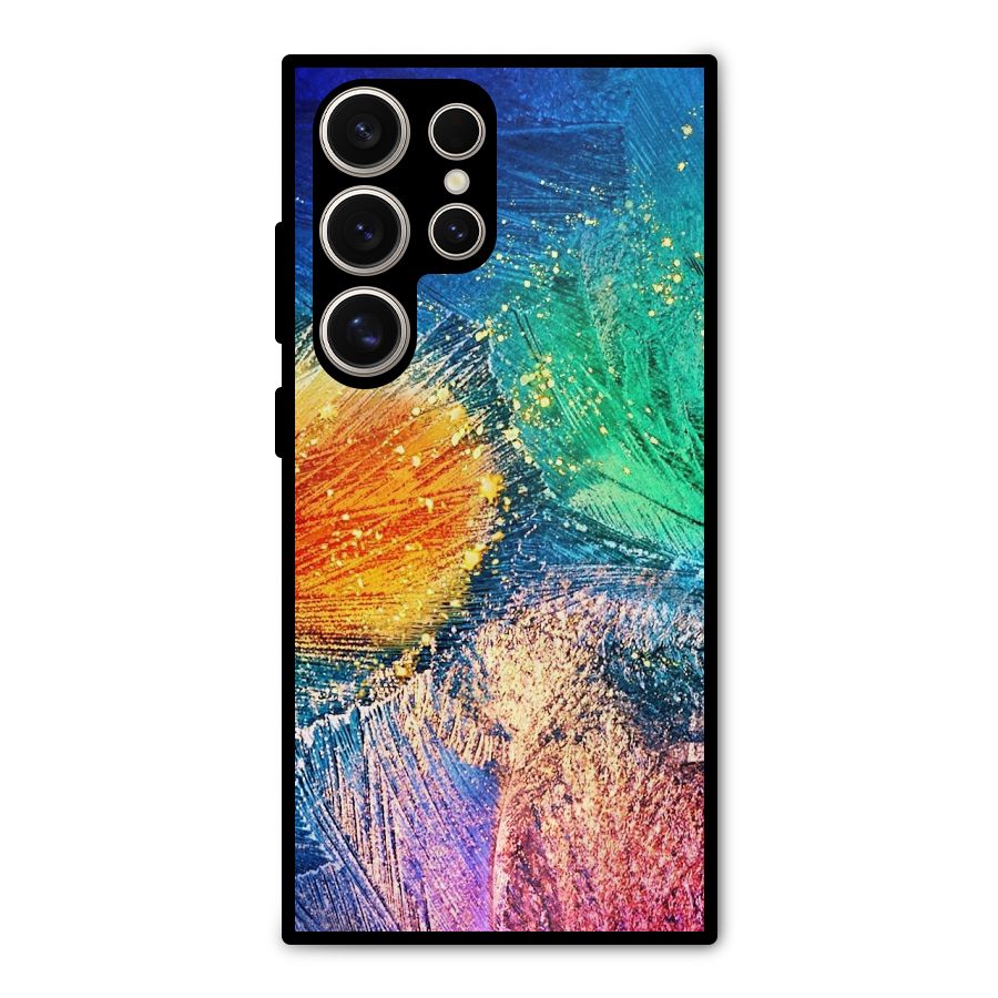 Colorful Leafs Vibrant Metal Back Case for Galaxy S24 Ultra