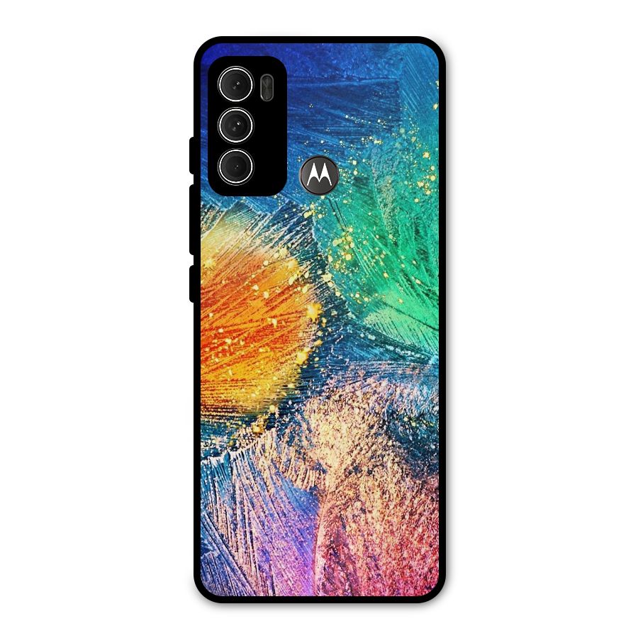 Colorful Leafs Vibrant Metal Back Case for Moto G60