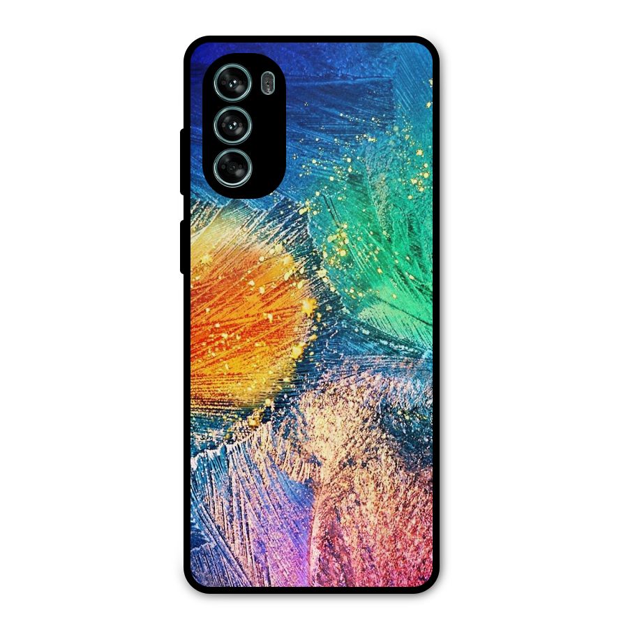 Colorful Leafs Vibrant Metal Back Case for Moto G62
