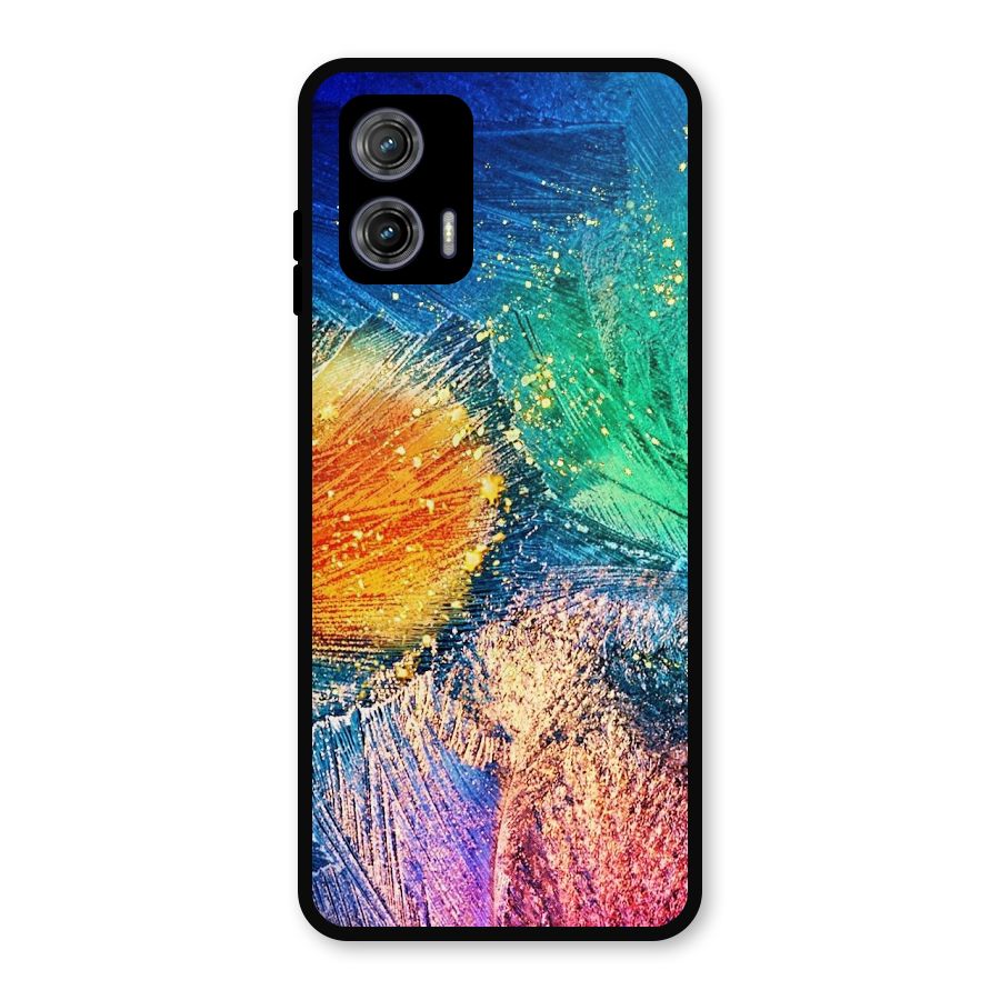 Colorful Leafs Vibrant Metal Back Case for Moto G73