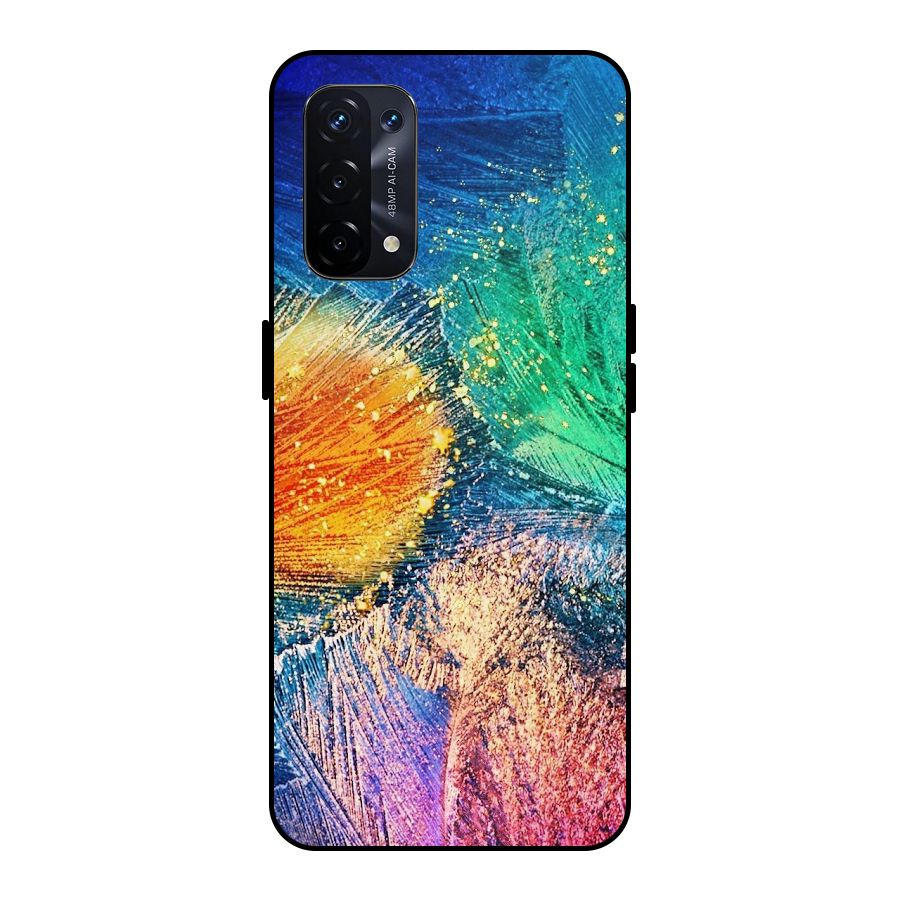 Colorful Leafs Vibrant Metal Back Case for Oppo A74 5G