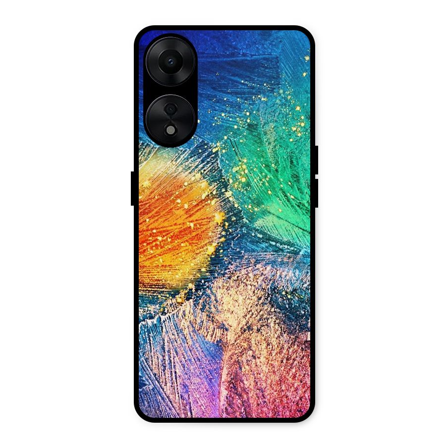 Colorful Leafs Vibrant Metal Back Case for Oppo A78 5G