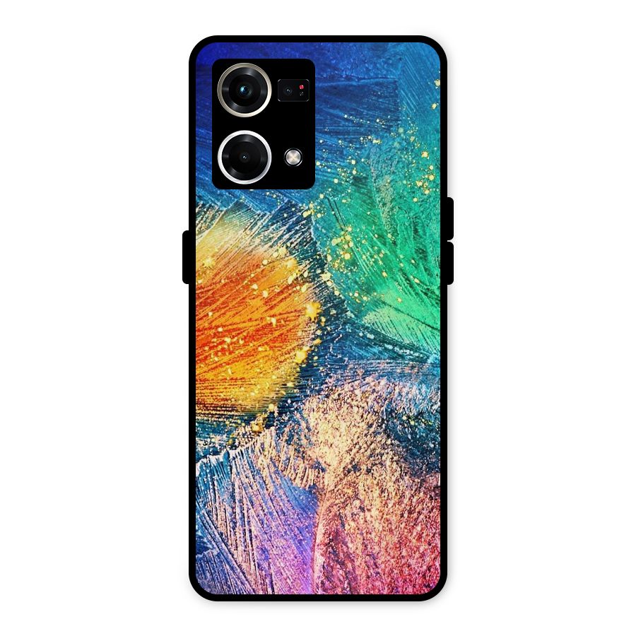 Colorful Leafs Vibrant Metal Back Case for Oppo F21s Pro 4G