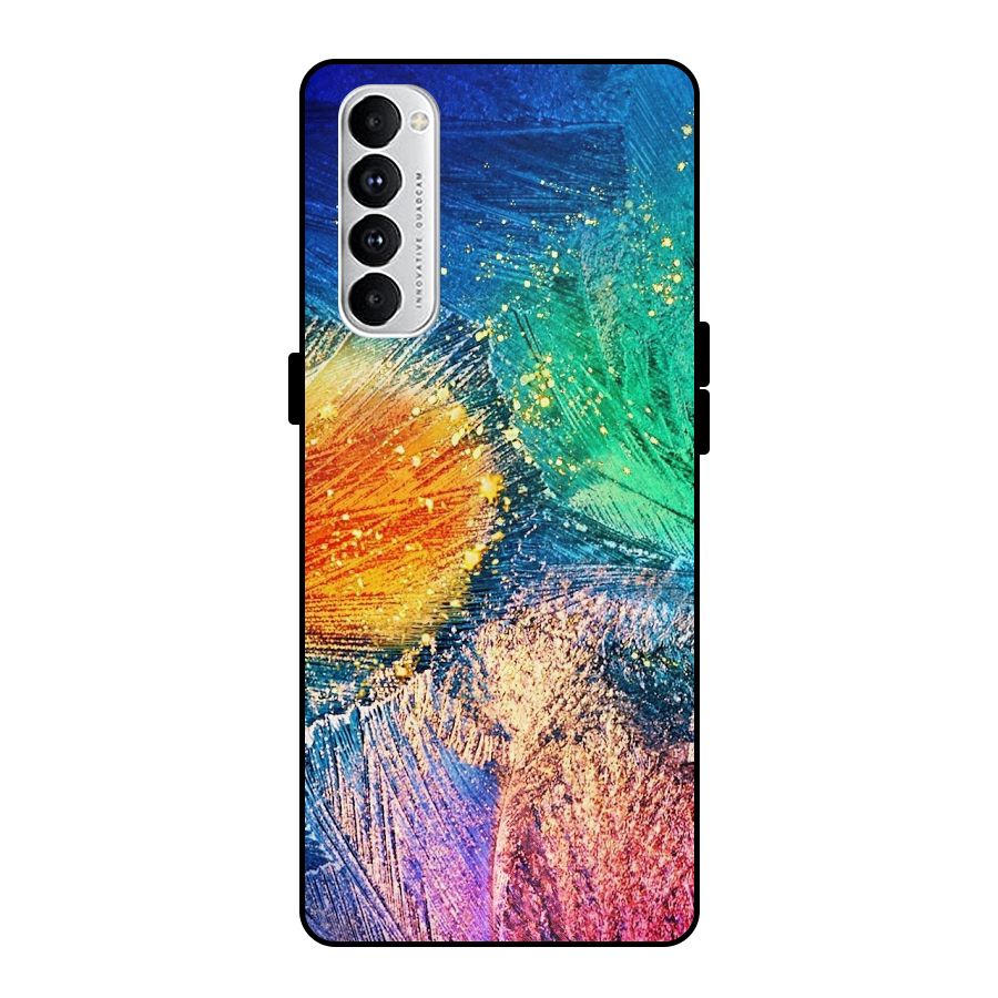 Colorful Leafs Vibrant Metal Back Case for Oppo Reno4 Pro