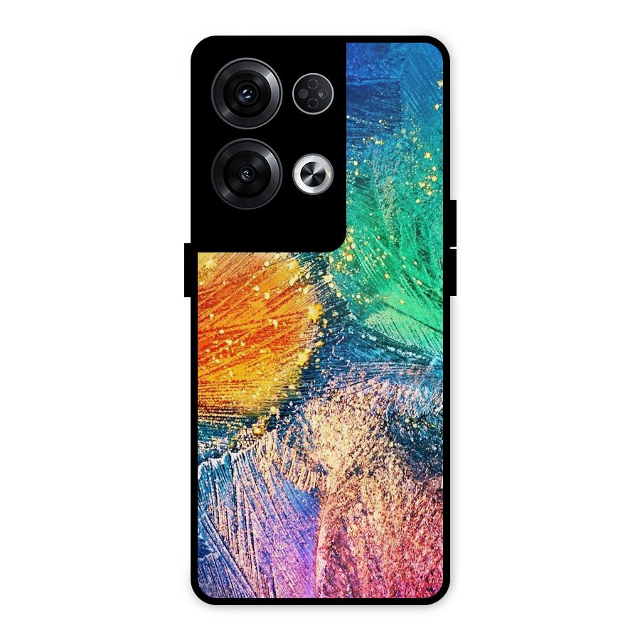 Colorful Leafs Vibrant Metal Back Case for Oppo Reno8 Pro 5G