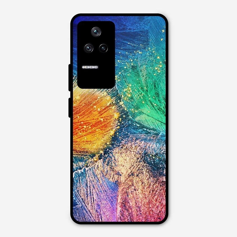 Colorful Leafs Vibrant Metal Back Case for Poco F4 5G