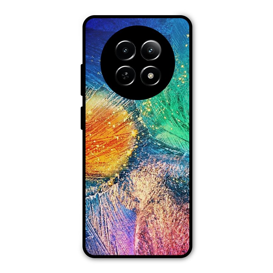 Colorful Leafs Vibrant Metal Back Case for Realme 12x 5G