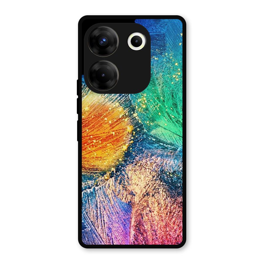 Colorful Leafs Vibrant Metal Back Case for Tecno Camon 20