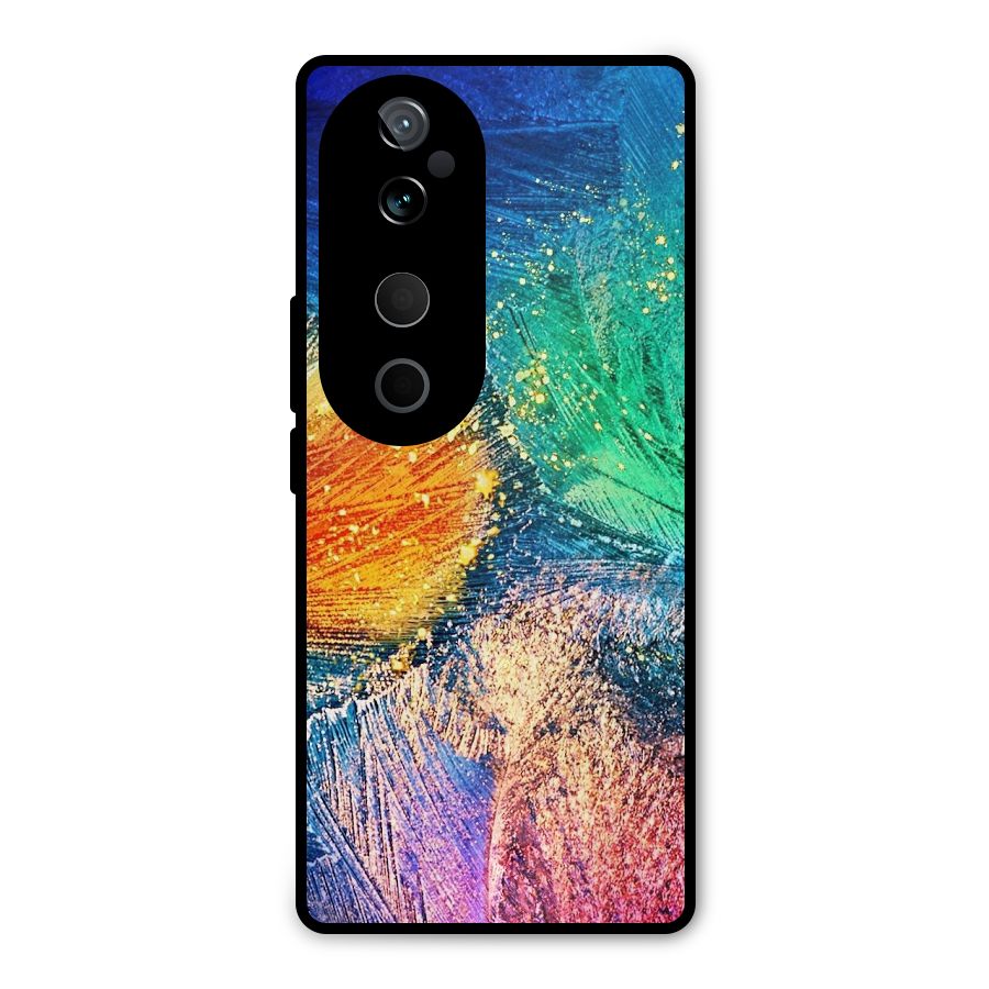 Colorful Leafs Vibrant Metal Back Case for Vivo T3 Ultra