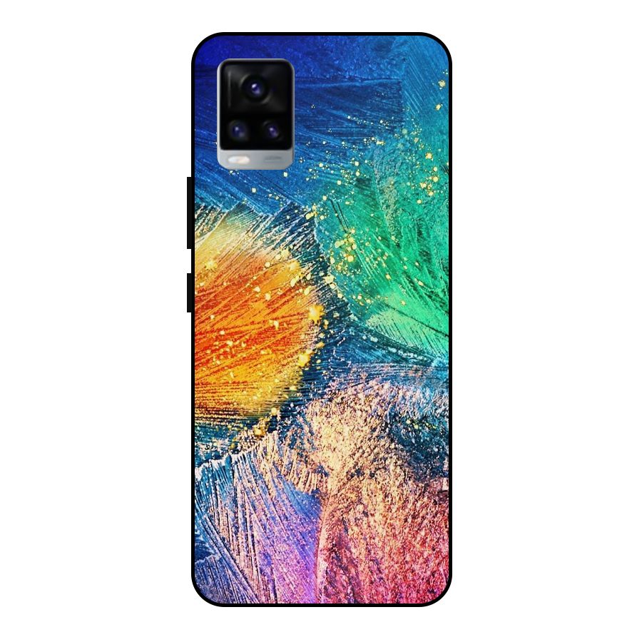 Colorful Leafs Vibrant Metal Back Case for Vivo V20 2021