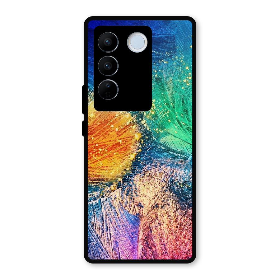 Colorful Leafs Vibrant Metal Back Case for Vivo V27