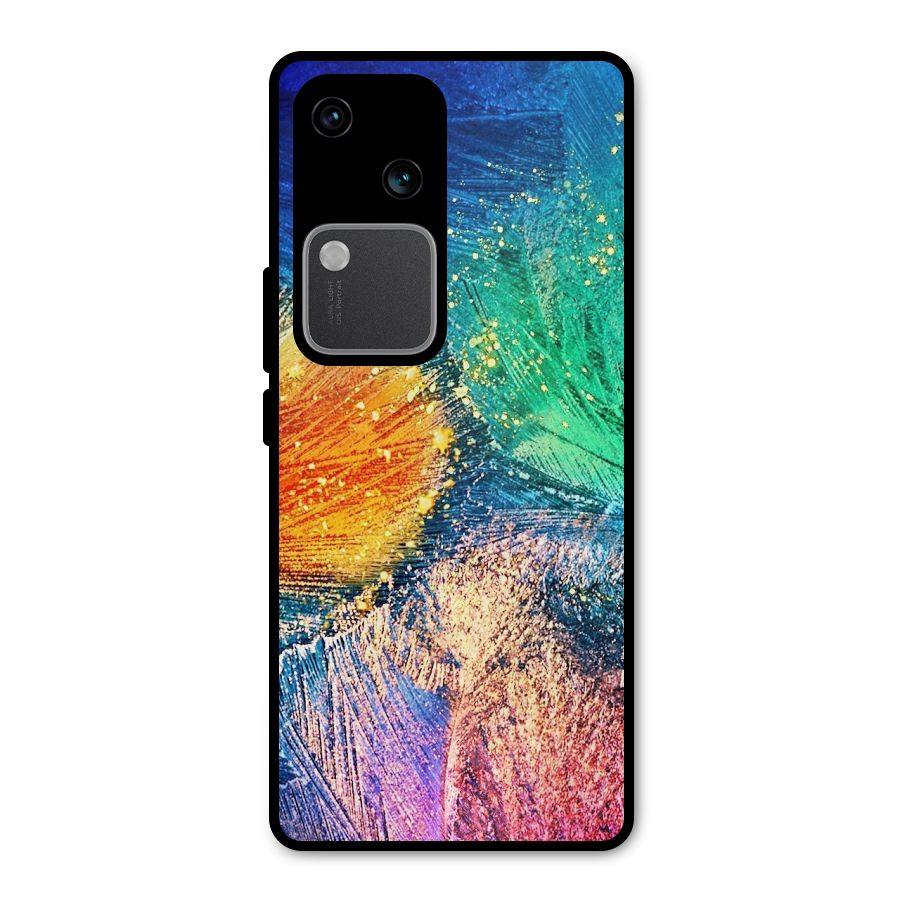 Colorful Leafs Vibrant Metal Back Case for Vivo V30 Pro