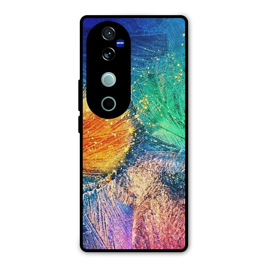 Colorful Leafs Vibrant Metal Back Case for Vivo V40