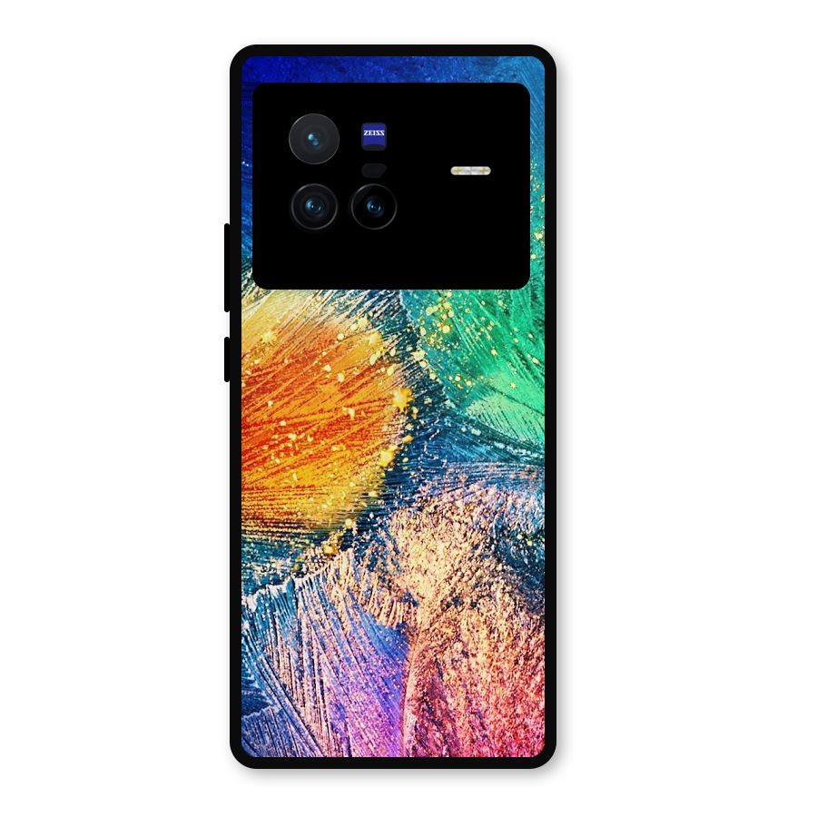 Colorful Leafs Vibrant Metal Back Case for Vivo X80