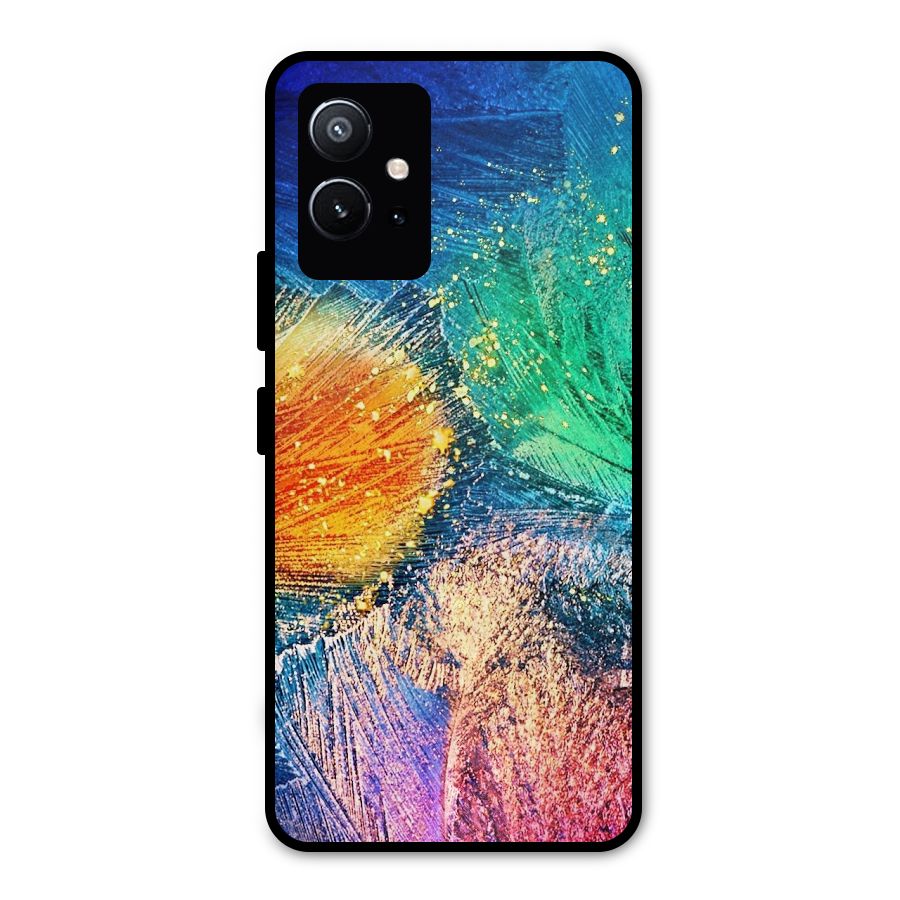 Colorful Leafs Vibrant Metal Back Case for Vivo Y75 5G