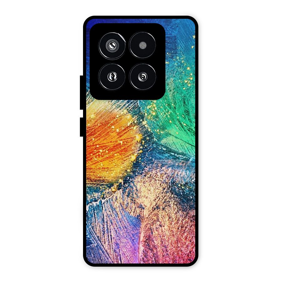 Colorful Leafs Vibrant Metal Back Case for Xiaomi 14 Pro