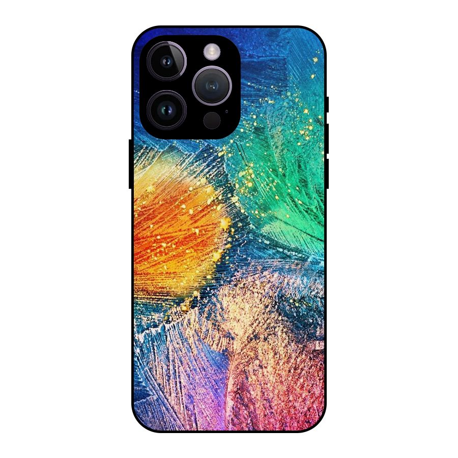 Colorful Leafs Vibrant Metal Back Case for iPhone 14 Pro Max
