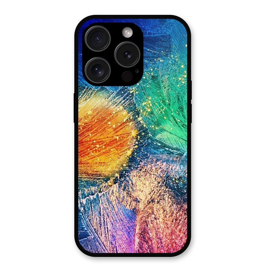 Colorful Leafs Vibrant Metal Back Case for iPhone 15 Pro