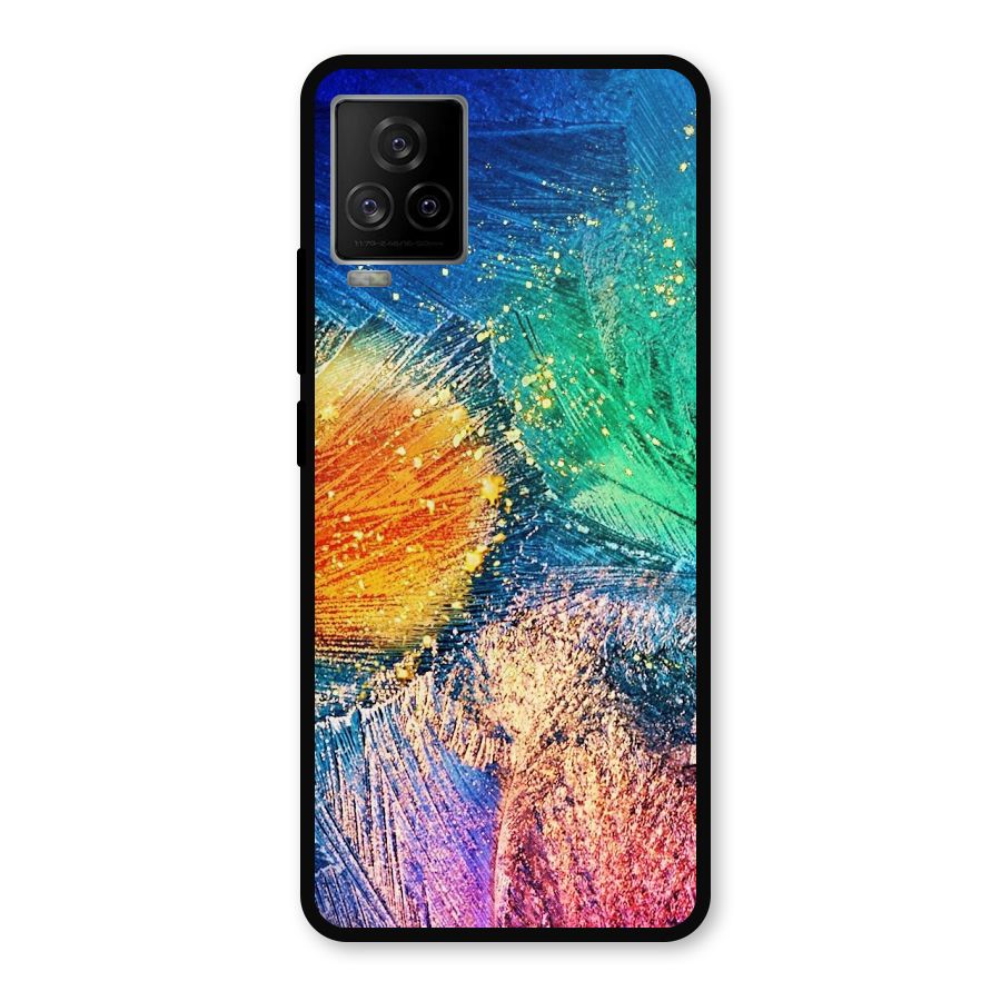 Colorful Leafs Vibrant Metal Back Case for iQOO 7 Legend 5G