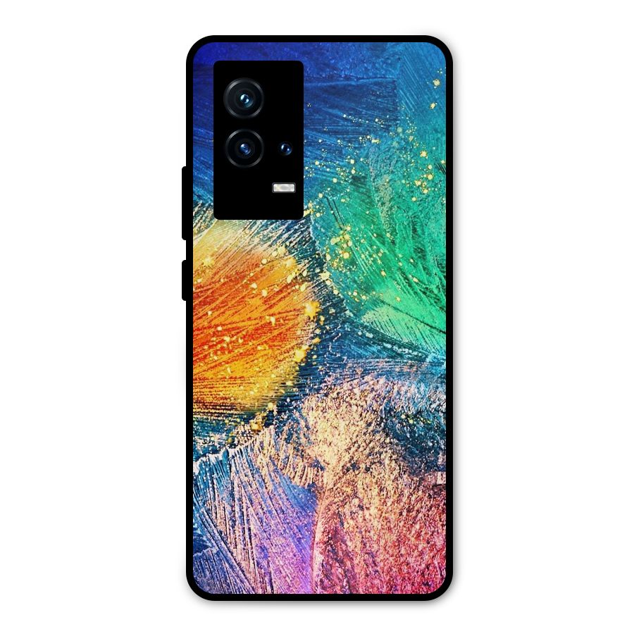Colorful Leafs Vibrant Metal Back Case for iQOO 9 5G