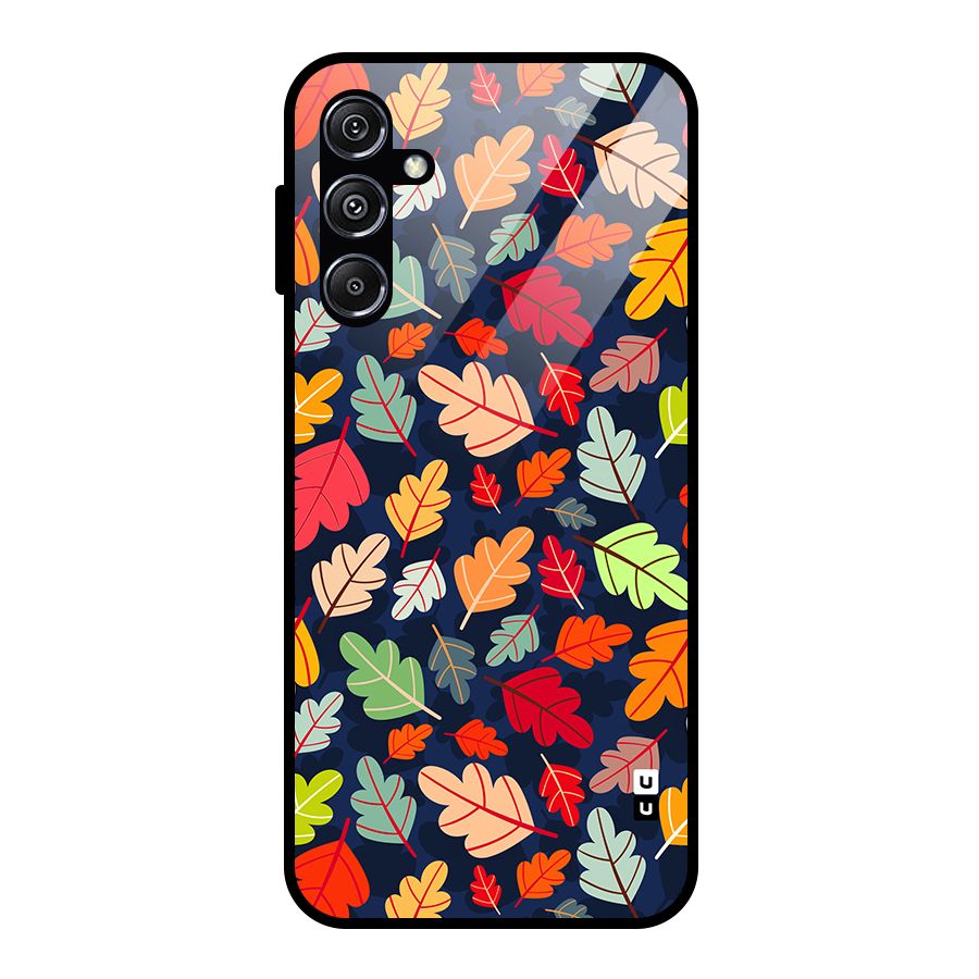 Colorful Leaves Beautiful Pattern Glass Back Case for Galaxy M34 5G
