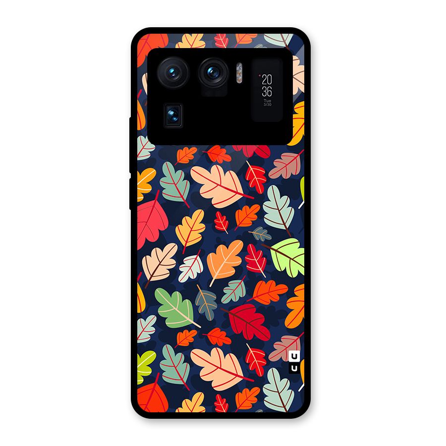 Colorful Leaves Beautiful Pattern Glass Back Case for Mi 11 Ultra