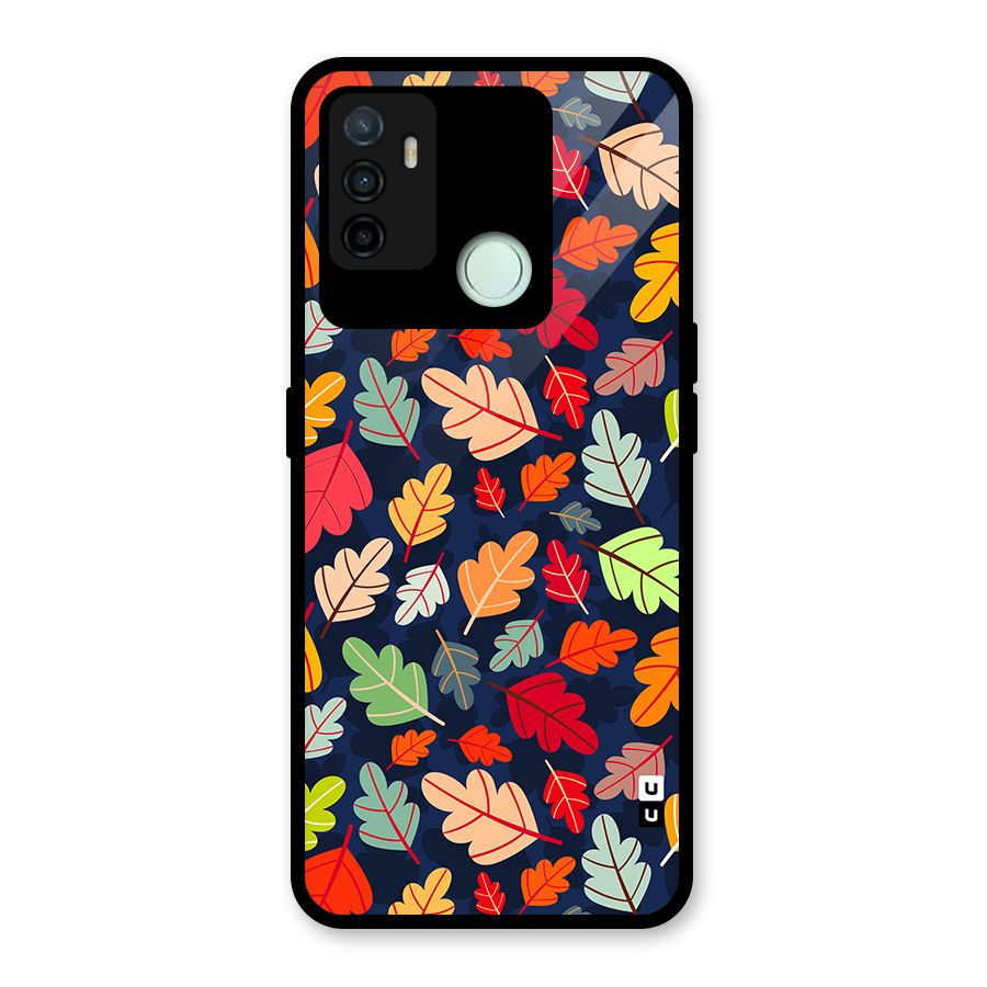 Colorful Leaves Beautiful Pattern Glass Back Case for Oppo A53