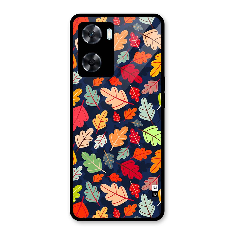 Colorful Leaves Beautiful Pattern Glass Back Case for Oppo A77s