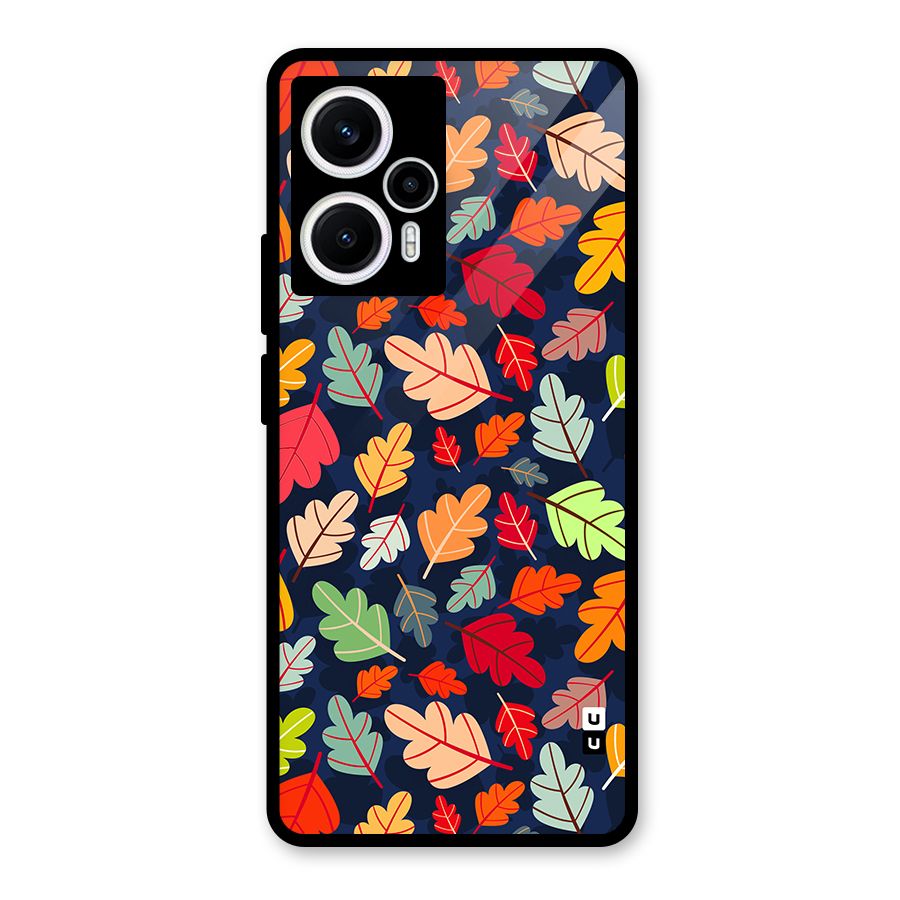 Colorful Leaves Beautiful Pattern Glass Back Case for Poco F5