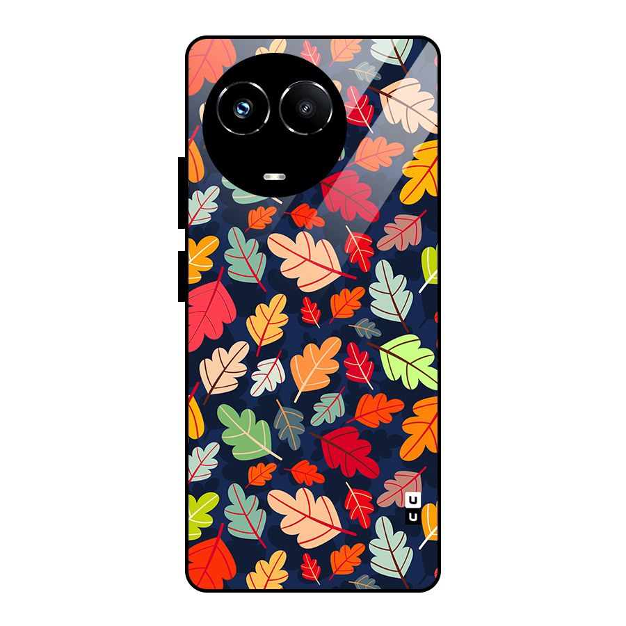 Colorful Leaves Beautiful Pattern Glass Back Case for Realme 11X