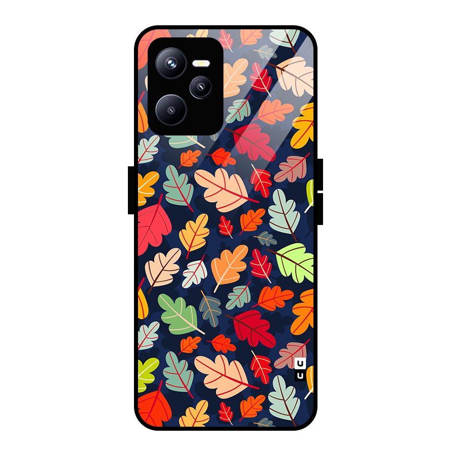 Colorful Leaves Beautiful Pattern Glass Back Case for Realme C35