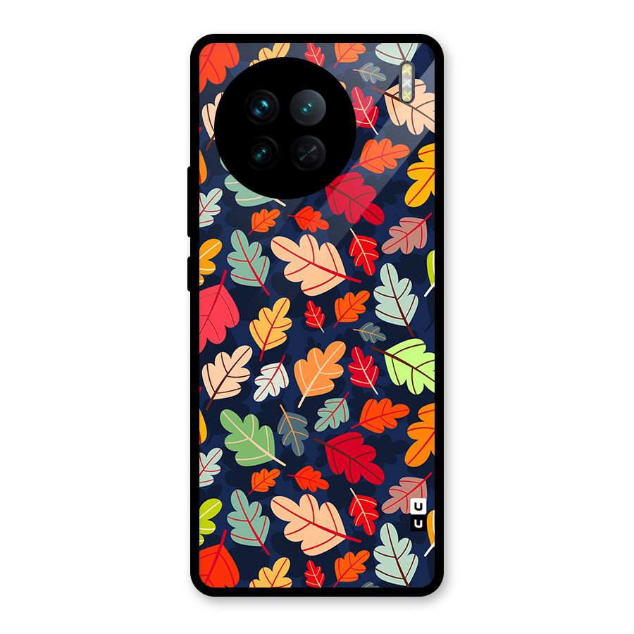 Colorful Leaves Beautiful Pattern Glass Back Case for Vivo X90