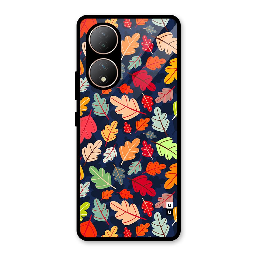 Colorful Leaves Beautiful Pattern Glass Back Case for Vivo Y100A