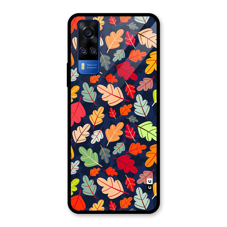 Colorful Leaves Beautiful Pattern Glass Back Case for Vivo Y31
