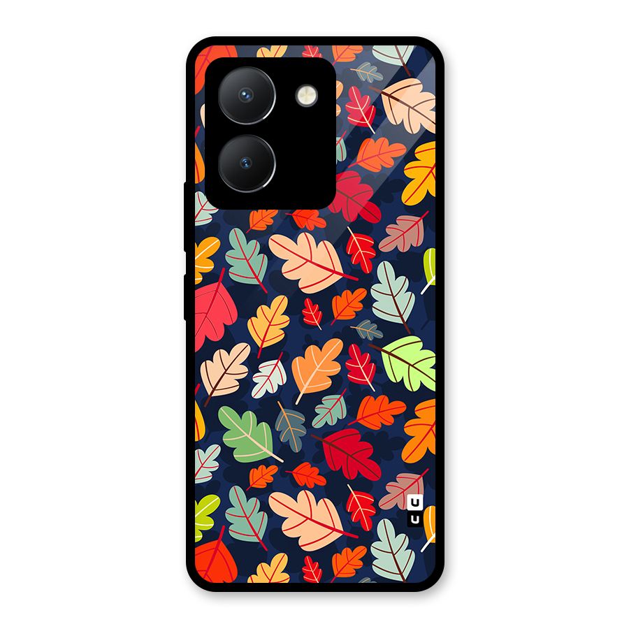 Colorful Leaves Beautiful Pattern Glass Back Case for Vivo Y36