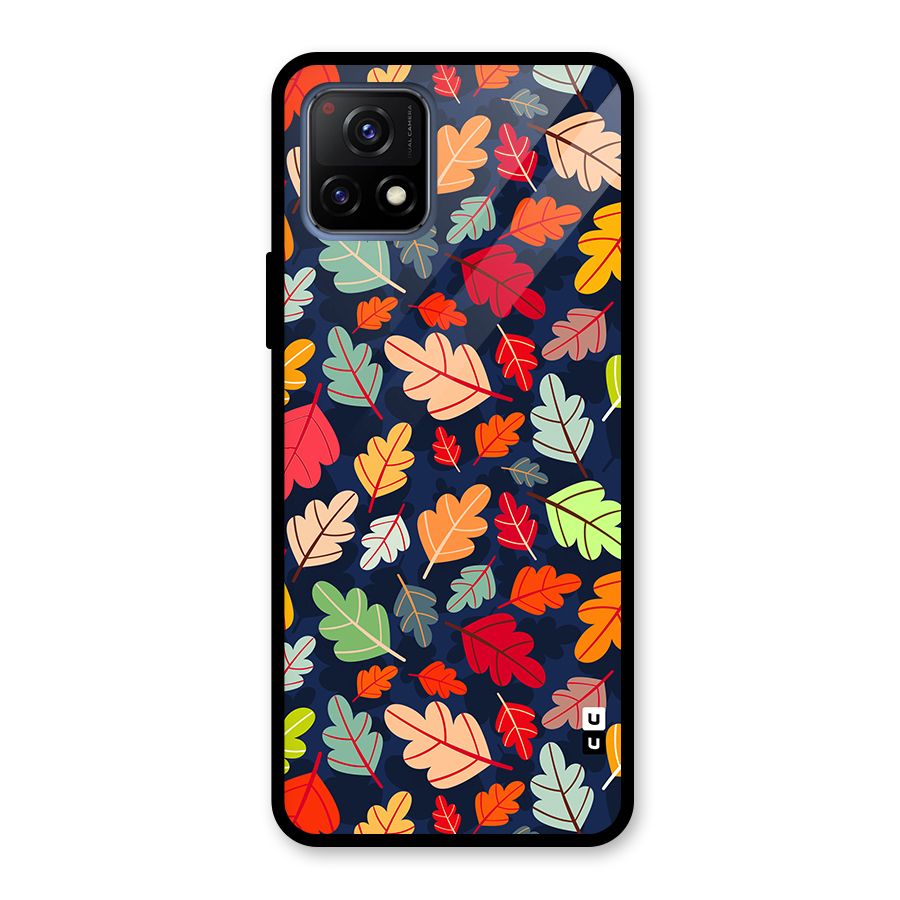 Colorful Leaves Beautiful Pattern Glass Back Case for Vivo Y72 5G