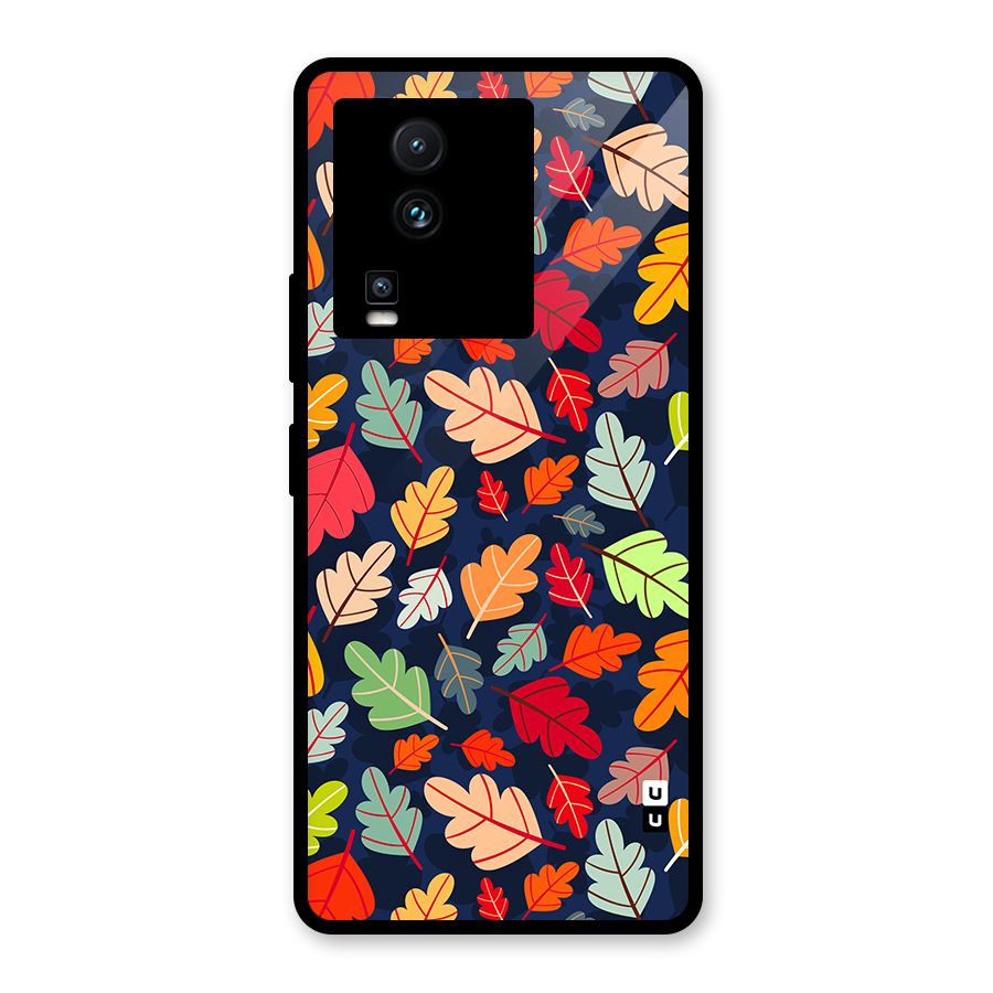 Colorful Leaves Beautiful Pattern Glass Back Case for Vivo iQOO Neo 7 Pro