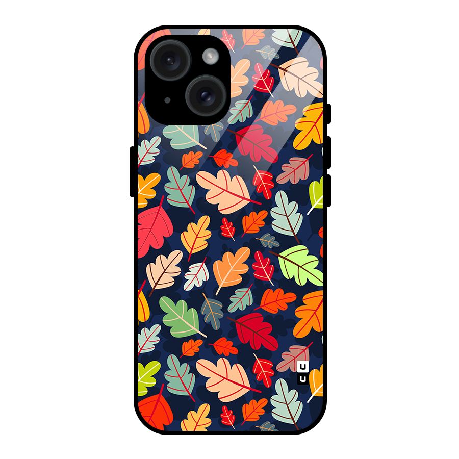 Colorful Leaves Beautiful Pattern Glass Back Case for iPhone 15