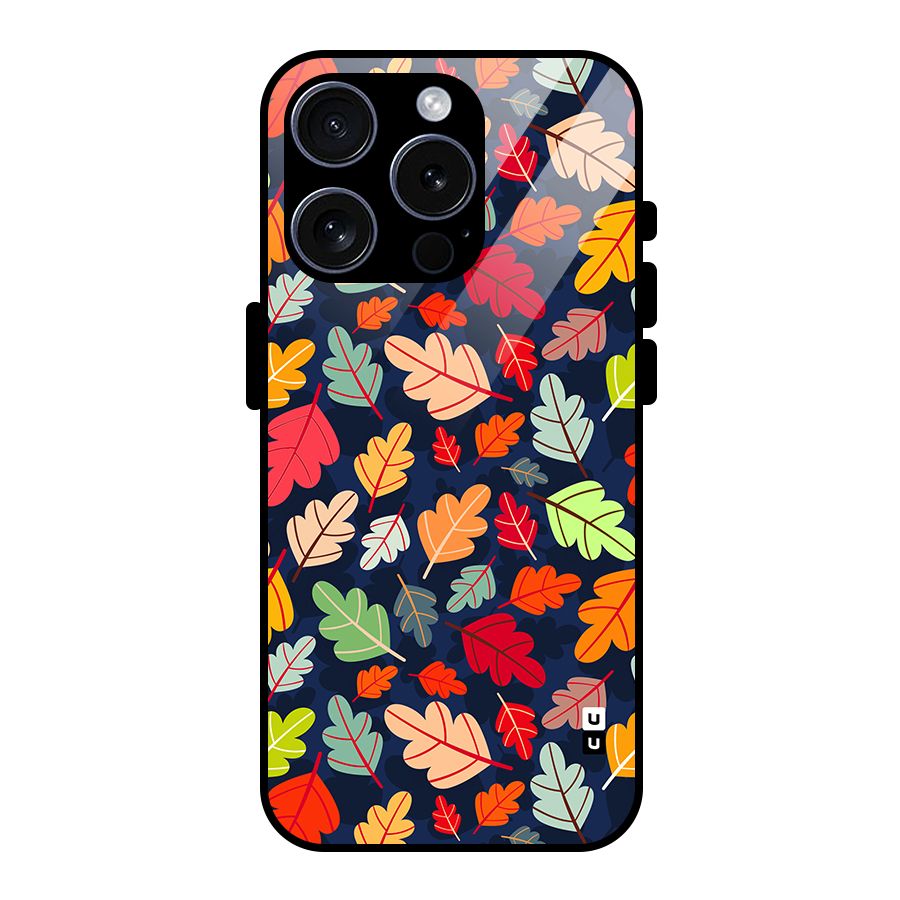 Colorful Leaves Beautiful Pattern Glass Back Case for iPhone 15 Pro