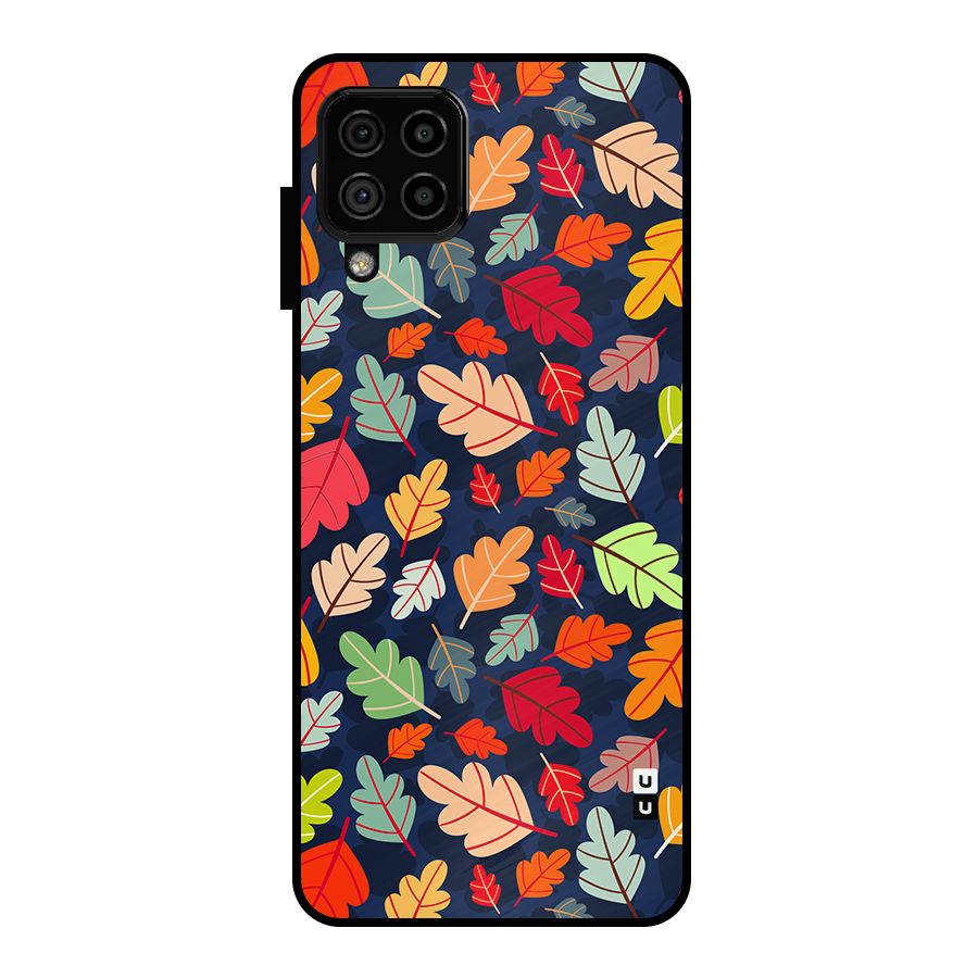 Colorful Leaves Beautiful Pattern Metal Back Case for Galaxy A22 4G