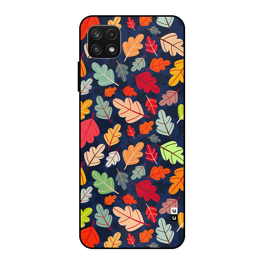 Colorful Leaves Beautiful Pattern Metal Back Case for Galaxy A22 5G