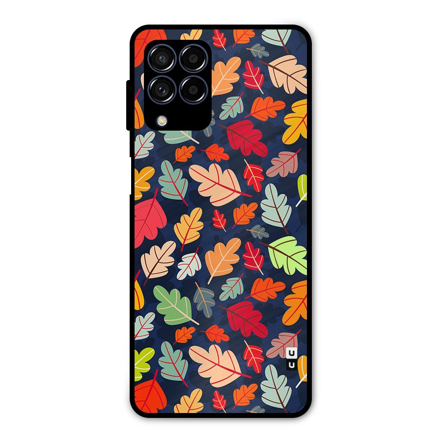Colorful Leaves Beautiful Pattern Metal Back Case for Galaxy M53 5G